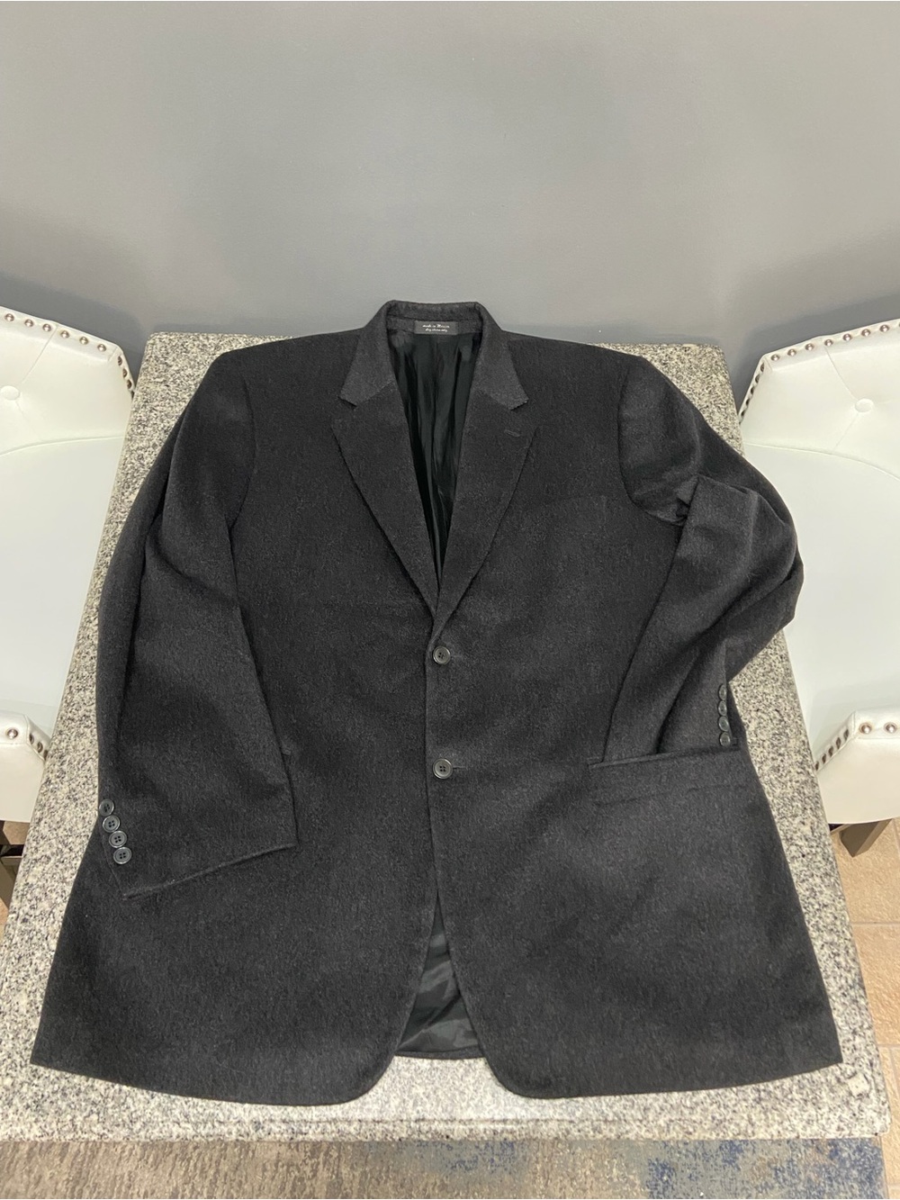 J. Ashford Black CASHMERE Suit Jacket 48R 2 Button Notch Classic Fit
